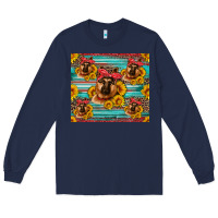 Navy german shepherd with sunflowers Long Sleeve Tee - Artiststas