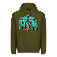 Army Green registered medical symbol nurse Premium Hoodie - BarkalooDesign