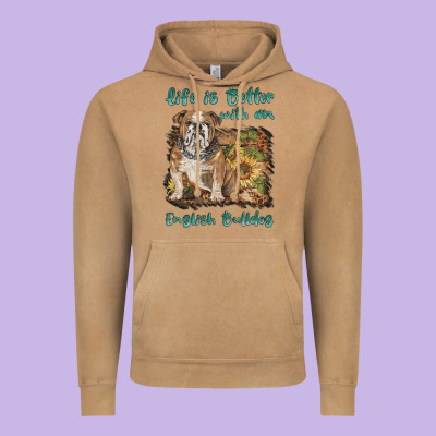 Life Is Better With A English Bulldog Vintage Hoodie Designed By Barkaloodesign