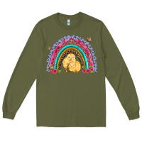 Army Green easter flowers and butterfly with chicks rainbow Long Sleeve Tee - Artiststas