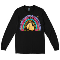 Black easter flowers and butterfly with chicks rainbow Long Sleeve Tee - Artiststas