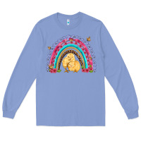 Colony Blue easter flowers and butterfly with chicks rainbow Long Sleeve Tee - Artiststas