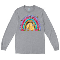 Heather Grey easter flowers and butterfly with chicks rainbow Long Sleeve Tee - Artiststas