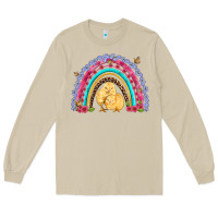 Mushroom easter flowers and butterfly with chicks rainbow Long Sleeve Tee - Artiststas