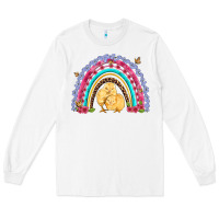 White easter flowers and butterfly with chicks rainbow Long Sleeve Tee - Artiststas