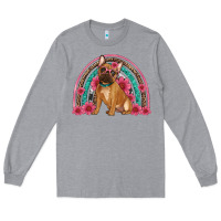 Heather Grey french bulldog floral rainbow Long Sleeve Tee - Artiststas