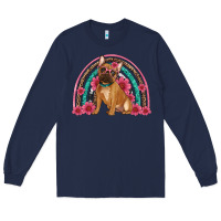 Navy french bulldog floral rainbow Long Sleeve Tee - Artiststas