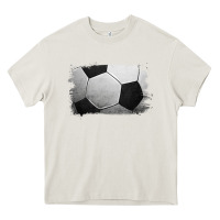 Cream Soccer Ball Brushstroke Heavy Core Tee - RanaPortraitStore