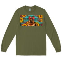 Army Green german shepherd with sunflowers license plate Long Sleeve Tee - Artiststas