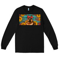 Black german shepherd with sunflowers license plate Long Sleeve Tee - Artiststas