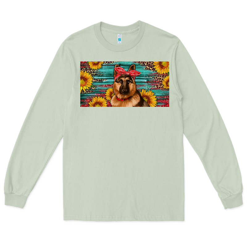 German Shepherd With Sunflowers License Plate Long Sleeve Tee by Artiststas | Teevron