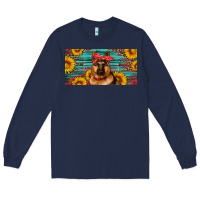 Navy german shepherd with sunflowers license plate Long Sleeve Tee - Artiststas