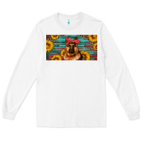 White german shepherd with sunflowers license plate Long Sleeve Tee - Artiststas