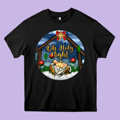 Oh Holy Night Heavy Core Tee Designed By Bundleandbundleshop