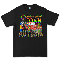 Black Just a Girl Small Town Autism Premium Tee - CowhideDigitalArt