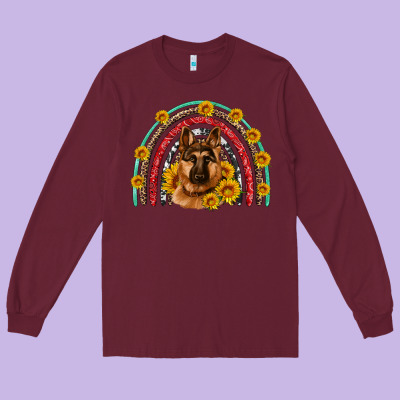 German Shepherd Rainbow Long Sleeve Tee Designed By Artiststas