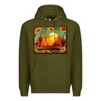 Army Green western desert sunset background Premium Hoodie - RanaPortraitStore