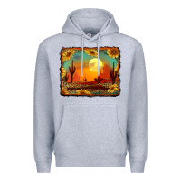 Heather Grey western desert sunset background Premium Hoodie - RanaPortraitStore