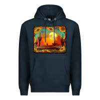 Navy western desert sunset background Premium Hoodie - RanaPortraitStore