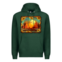 Sports Green western desert sunset background Premium Hoodie - RanaPortraitStore