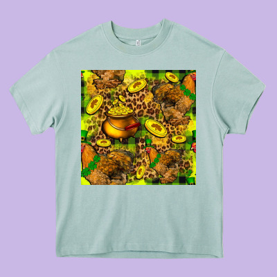 St. Patrick's Chicken With Pot Of Gold Heavy Core Tee Designed By Fadigitalartstudio