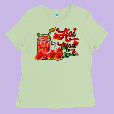 Hot Mom Summer Watermelon Ladies Tee Designed By Racoondesign