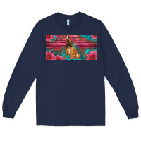 Navy french bulldog floral license plate Long Sleeve Tee - Artiststas