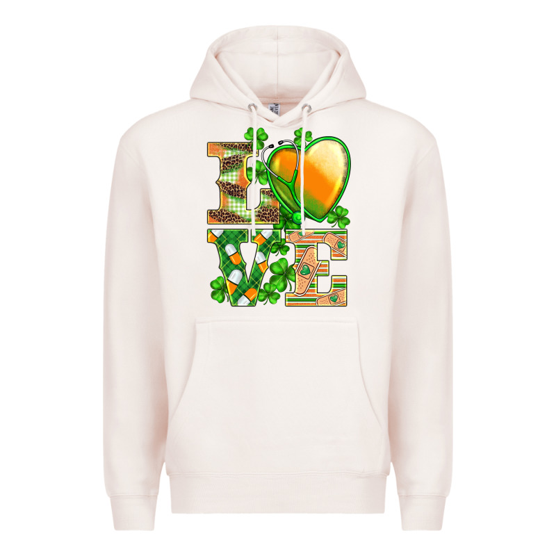 St.patricks Nurse Love Heart Stethoscope Premium Hoodie by BarkalooDesign | Teevron