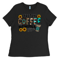 Black i pretend coffee Ladies Tee - RacoonDesign