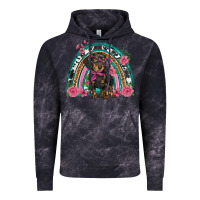 Cloud Black dachshund dog pink  floral rainbow Vintage Hoodie - BarkalooDesign
