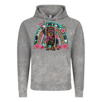 Cloud Rock dachshund dog pink  floral rainbow Vintage Hoodie - BarkalooDesign