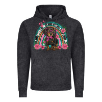 Vintage Black dachshund dog pink  floral rainbow Vintage Hoodie - BarkalooDesign