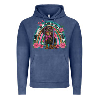Vintage Denim dachshund dog pink  floral rainbow Vintage Hoodie - BarkalooDesign