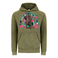Vintage Olive dachshund dog pink  floral rainbow Vintage Hoodie - BarkalooDesign