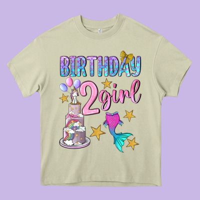 Birthday Girl 2 Heavy Core Tee Designed By Bundleandbundleshop