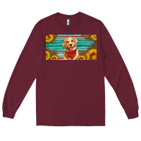 Burgundy golden retriever license plate Long Sleeve Tee - Artiststas