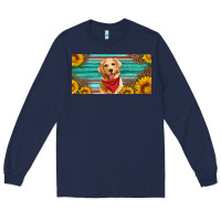 Navy golden retriever license plate Long Sleeve Tee - Artiststas
