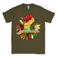 Army Green juneteenth fist sunflower Classic Tee - BarkalooDesign