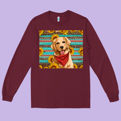 Golden Retriever With Sunflowers Long Sleeve Tee Designed By Artiststas
