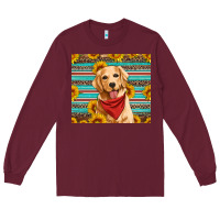 Burgundy golden retriever with sunflowers Long Sleeve Tee - Artiststas