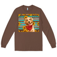 Chestnut golden retriever with sunflowers Long Sleeve Tee - Artiststas
