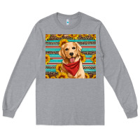 Heather Grey golden retriever with sunflowers Long Sleeve Tee - Artiststas