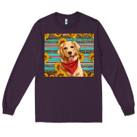 Plum golden retriever with sunflowers Long Sleeve Tee - Artiststas