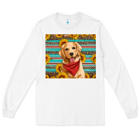 White golden retriever with sunflowers Long Sleeve Tee - Artiststas