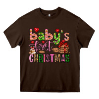 Chocolate Brown baby's first christmas Heavy Core Tee - FaDigitalArtStudio