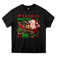 Black all i want for christmas is a pig Heavy Core Tee - FaDigitalArtStudio