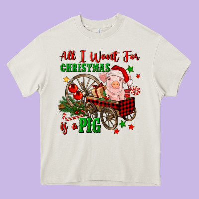 All I Want For Christmas Is A Pig Heavy Core Tee Designed By Fadigitalartstudio