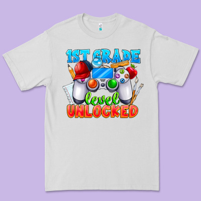 1st Grade Level Unlocked Premium Tee Designed By Cowhidedigitalart