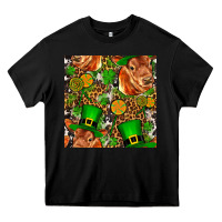 Black st patricks  cow with candy Heavy Core Tee - FaDigitalArtStudio