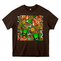 Chocolate Brown st patricks  cow with candy Heavy Core Tee - FaDigitalArtStudio